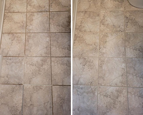 Tile Floor Before and After a Grout Cleaning in Myrtle Beach