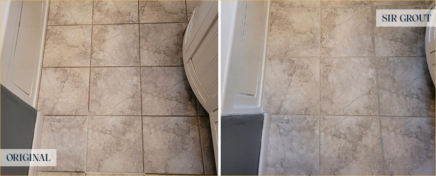 Tile Floor Before and After a Grout Cleaning in Myrtle Beach