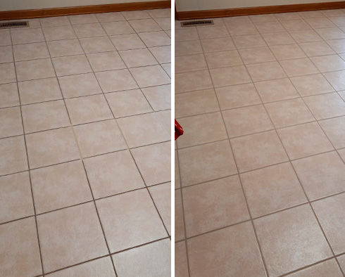 Floor Before and After a Grout Cleaning in Georgetown, SC
