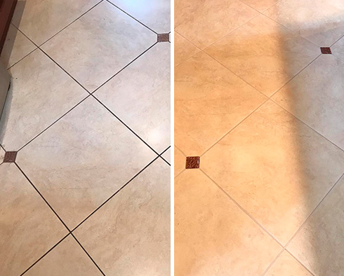 Floor Before and After a Grout Cleaning in Murrells Inlet, SC
