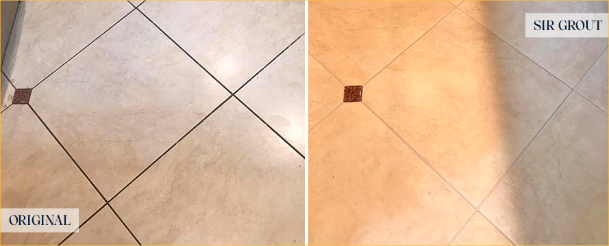 Floor Before and After a Superb Grout Cleaning in Murrells Inlet, SC
