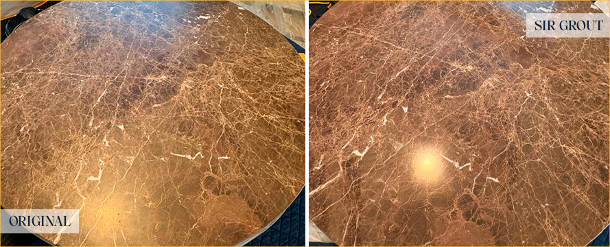 Coffee Table Before and After Our Superb Hard Surface Restoration Services in Little River, SC