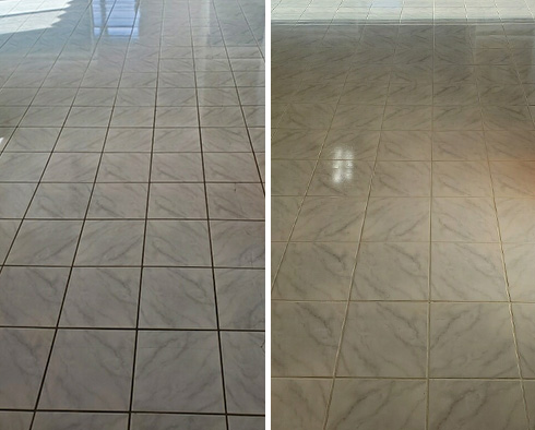 Floor Before and After a Grout Cleaning in Little River, SC