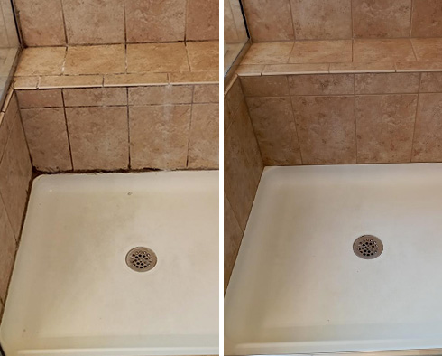 Tile Shower Before and After Our Caulking Services in Georgetown