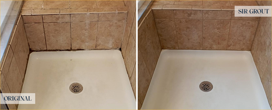Tile Shower Before and After Our Caulking Services in Georgetown