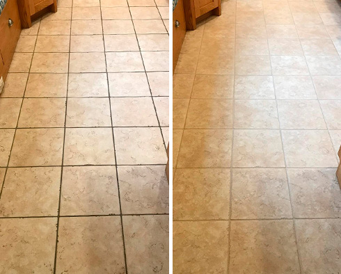 Floor Before and After a Grout Sealing in Georgetown, SC