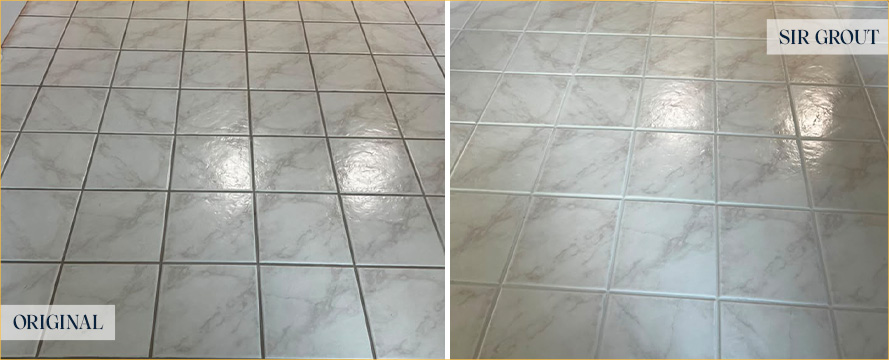 Floor Before and After a Superb Grout Cleaning in Little River, SC