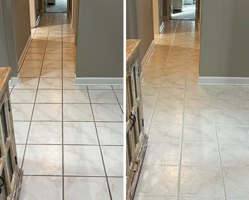 Floor Before and After a Grout Cleaning in Little River, SC
