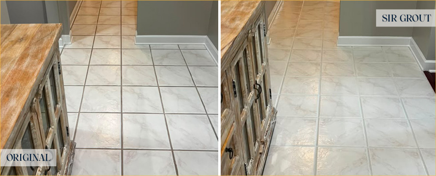 Floor Before and After a Flawless Grout Cleaning in Little River, SC